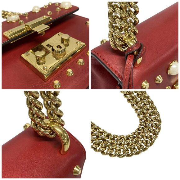 Auth GUCCI Padlock Red Leather Shoulder Bag - Picture 11 of 14